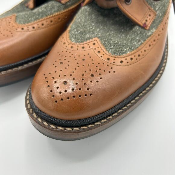 Ted Baker London Brogue Wingtip Shoes Brown Leather & Wool Saddle Oxford Men 41 - Picture 3 of 13